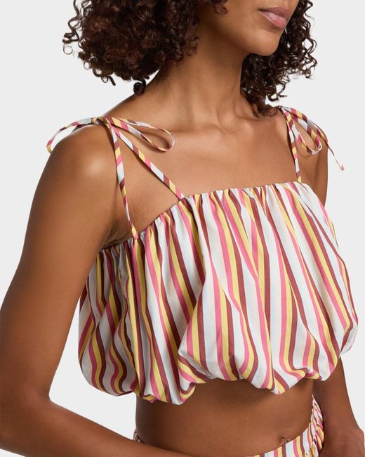 Solid & Striped Red The Ivy Striped Bubble Crop Top