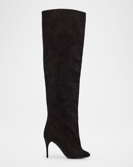 Alaïa Black Cuissardes Stiletto Leather Knee Boots