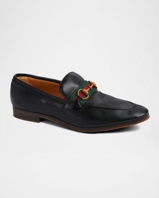 Gucci Black Apos;S Paride Web Stripe Bit Loafers for men
