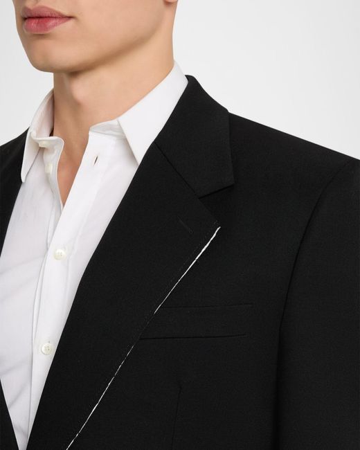 Givenchy Black Fitted Wool Raw-Edge Two-Button Blazer for men
