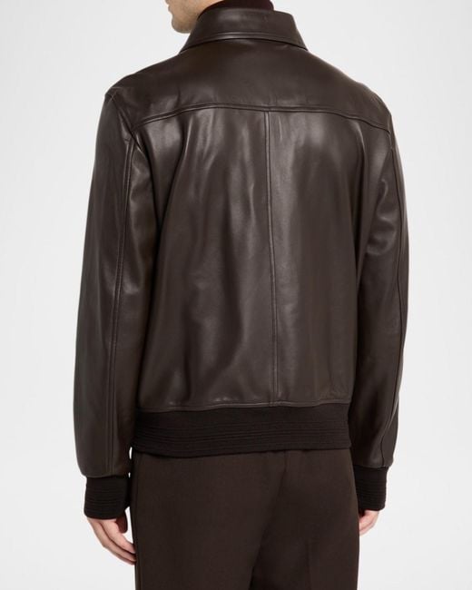 Isaia Gray Apos;S Lambskin Leather Jacket for men
