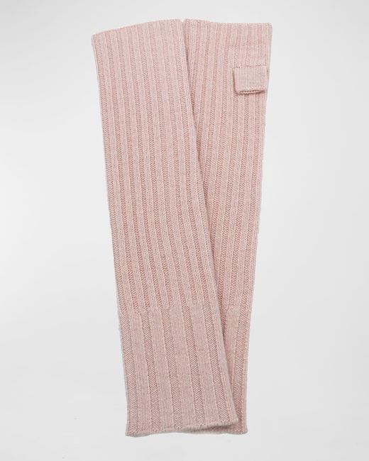 Portolano Pink Long Ribbed Fingerless Cashmere Gloves