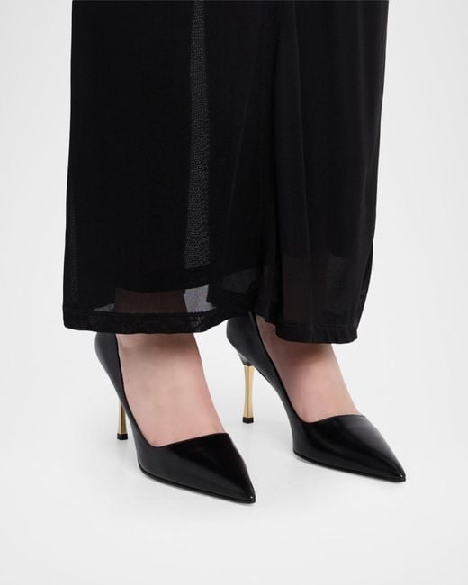 Gucci Black 85Mm Trinity Leather Pointed-Toe Pumps