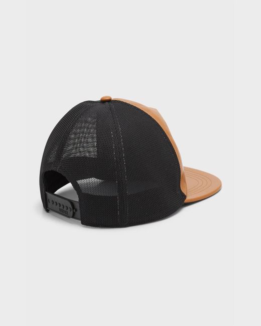 Versace Brown Leather Logo Trucker Hat for men
