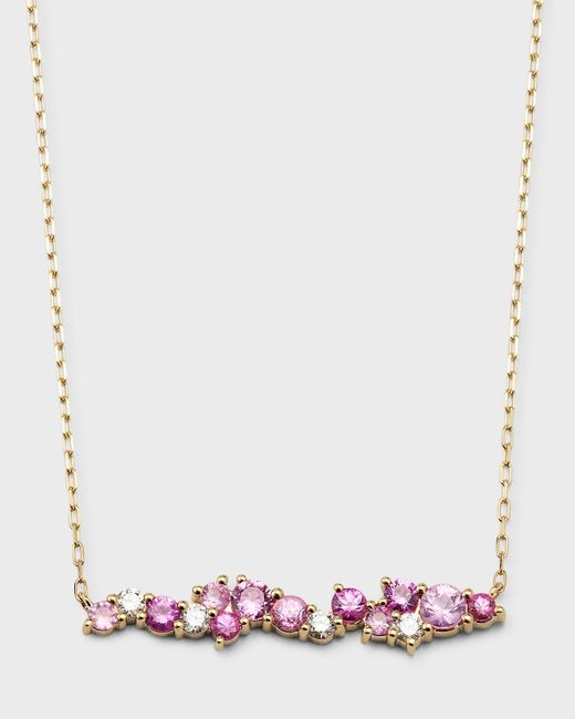Sydney Evan White 14k Yellow Gold Pink Sapphire Cocktail Necklace