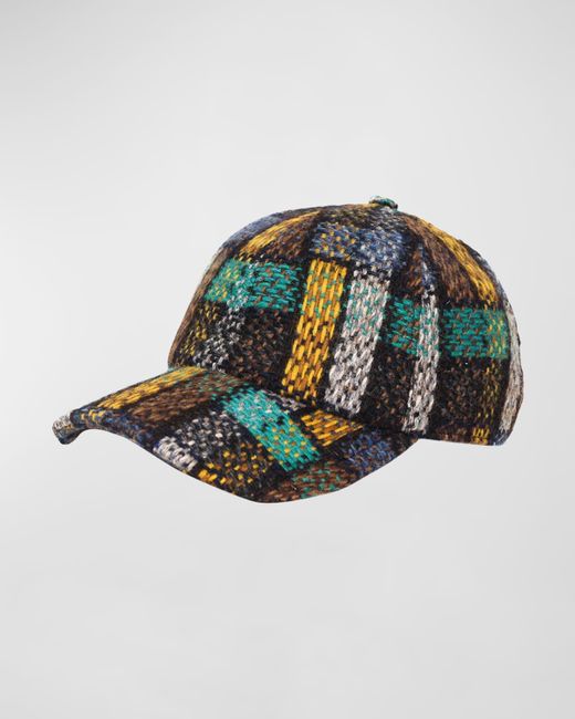 Bergdorf Goodman Multicolor Plaid-Print Wool Baseball Cap for men