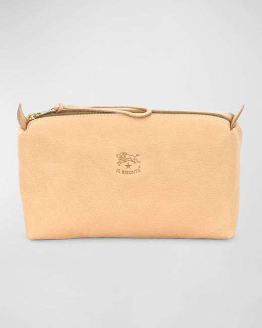 Il Bisonte Natural Classic Zip Leather Clutch Bag