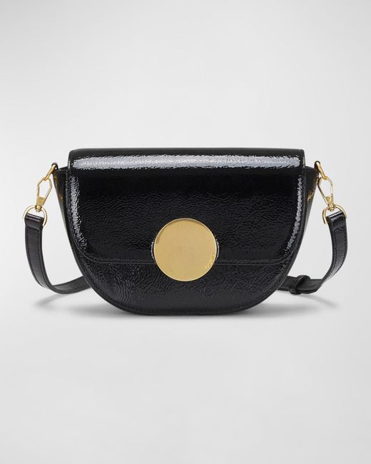 orYANY Black Lottie Crinkled Patent Leather Crossbody Bag