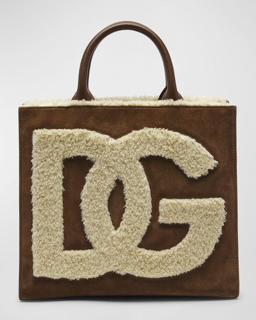 Dolce & Gabbana Metallic Dg Logo Faux-fur Tote Bag