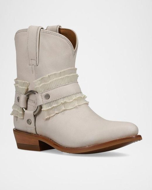 Frye Natural Billy Harness Ruffle Booties