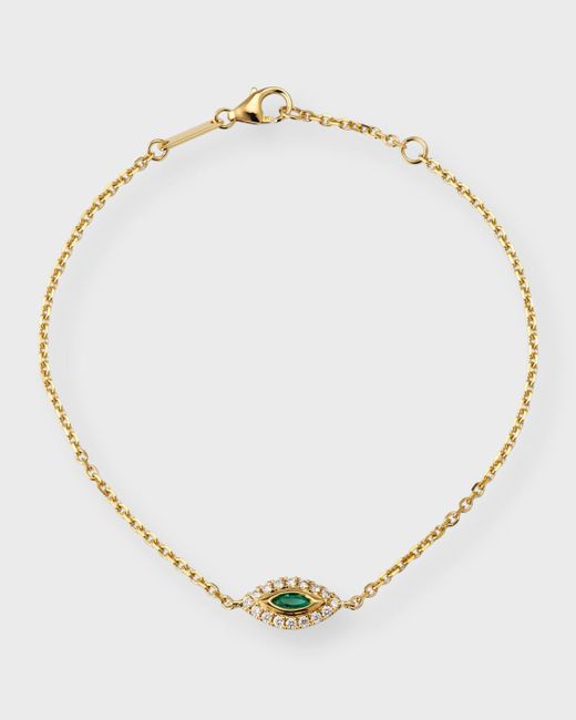 Anita Ko Natural 18k Yellow Gold Emerald Evil Eye Bracelet With Diamonds