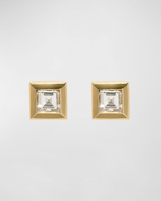 Azlee Metallic Bare Carre Diamond Stud Earrings