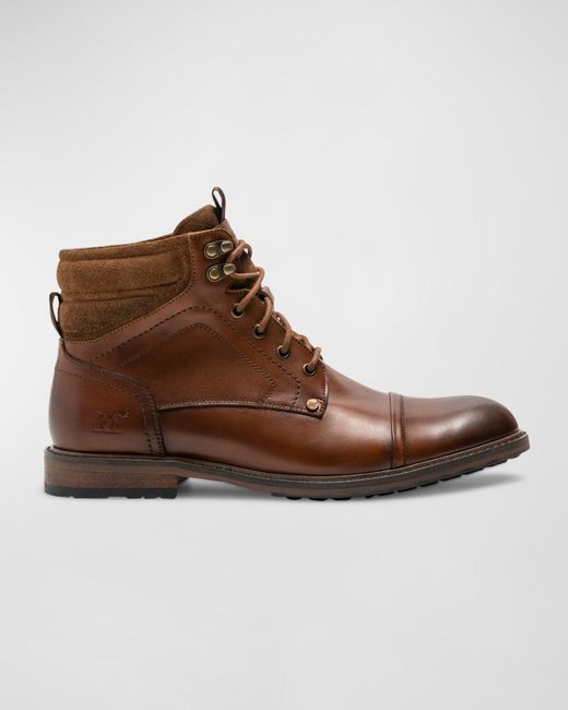 Rodd & Gunn Brown Dunedin Leather Lace-up Military Boots for men