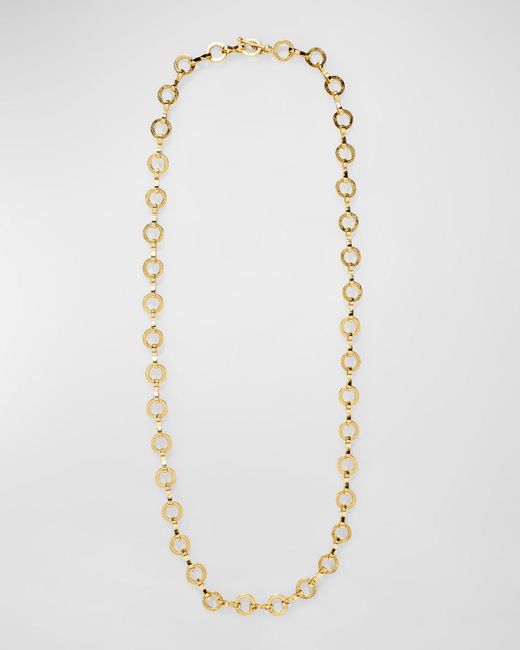 Azlee White Heavy Large Circle Link Textured Chain Necklace, 20"l