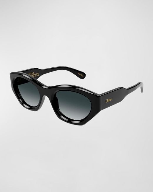Chloé Black Logo Acetate Cat-eye Sunglasses