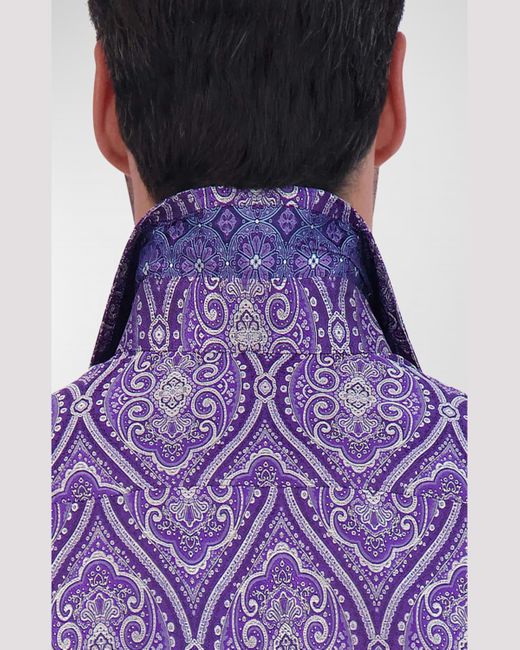 Robert Graham Purple Sovereignty Patterned Silk Button-Down Shirt for men