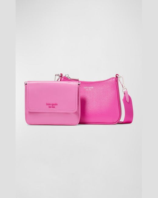 Kate Spade Pink Double Up Patent Leather Crossbody Bag