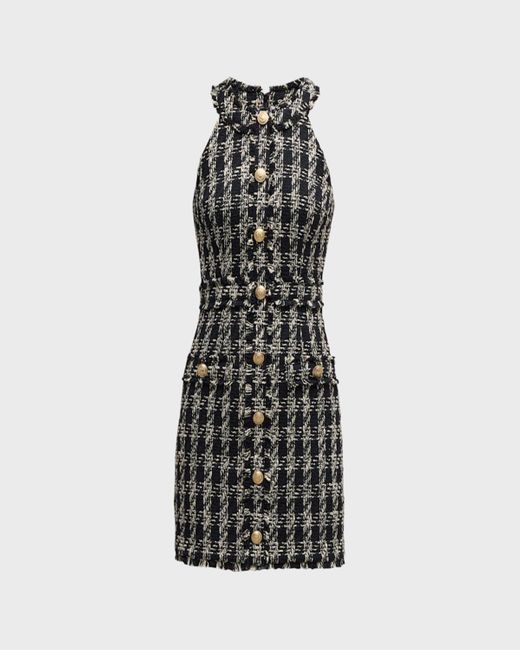 L'Agence Multicolor Jade Button-front Tweed Mini Dress
