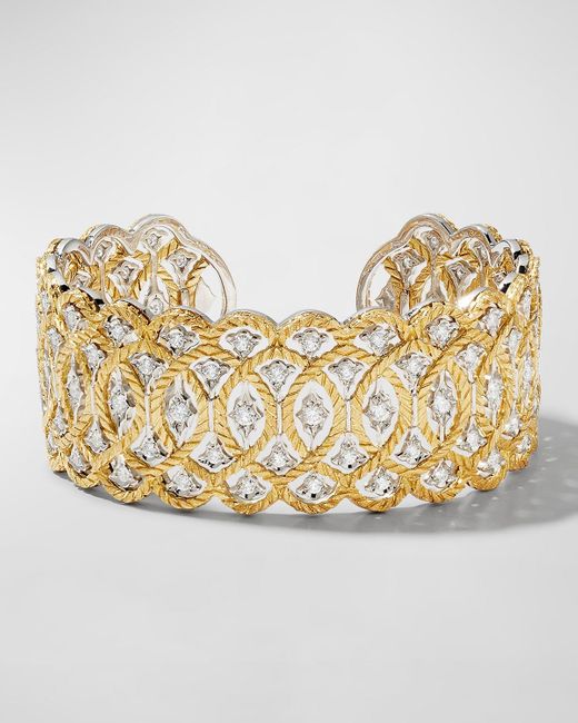 Buccellati Metallic Two-tone Gold Diamond "etoilee" Bracelet