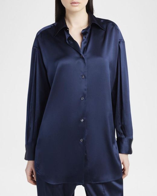 Tom Ford Blue Button-Down Silk Shirt