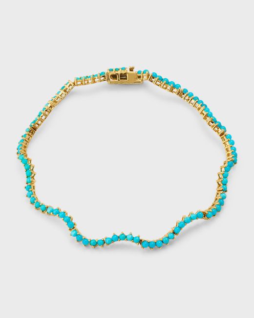 Jennifer Meyer Blue 18k Yellow Gold Turquoise Wave Tennis Bracelet