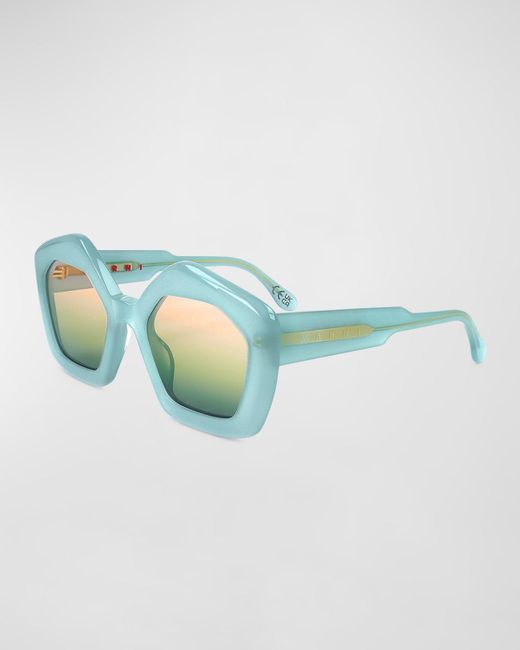 Marni Blue Logo Acetate Butterfly Sunglasses
