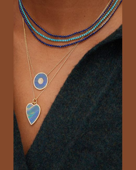 Jennifer Meyer Blue Boulder Opal Diamond Evil Eye Necklace