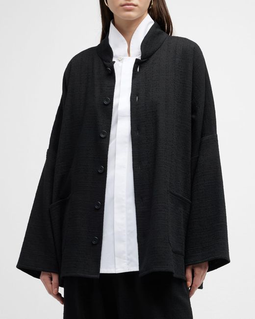 Eskandar Black Button-front Imperial Jacket W/ Chinese Collar