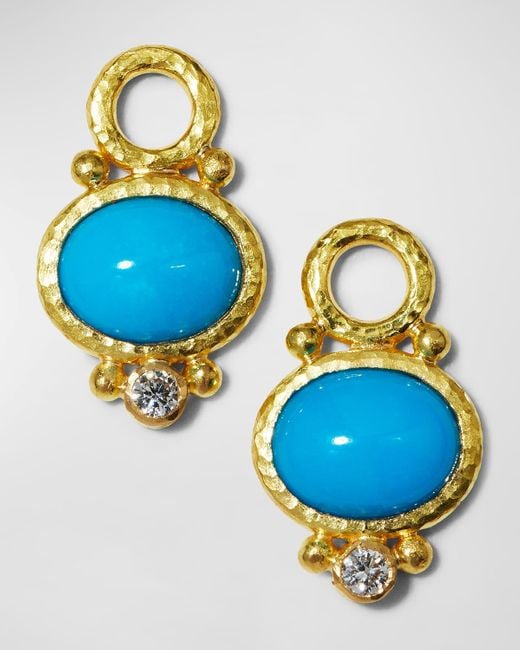 Elizabeth Locke Blue 19k Sleeping Beauty Turquoise & Diamond Earring Pendants
