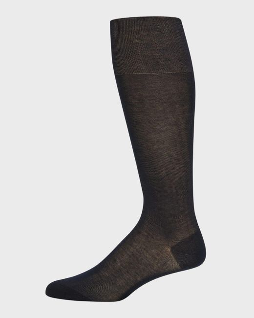 Bresciani Black Knit Over-Calf Socks for men