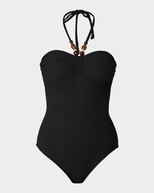 Shoshanna Black Cinched One-Piece Swimsuit