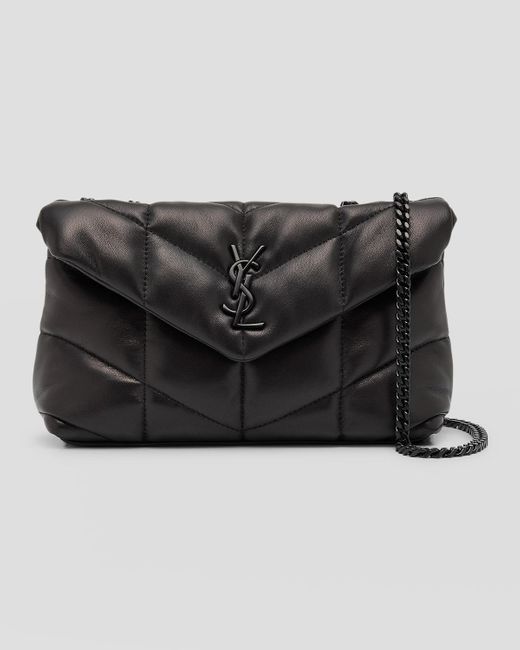 Saint Laurent Black Lou Puffer Toy Ysl Shoulder Bag In Quilted Leather