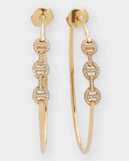 Hoorsenbuhs White 18k Yellow Gold Hoop Earrings With Diamonds