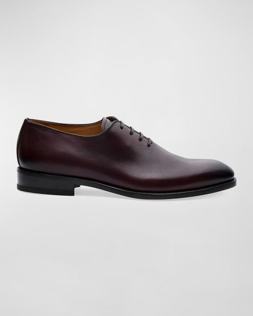 Paul Stuart Brown Lorenzo Whole-Cut Antiqued Leather Oxford Shoes for men