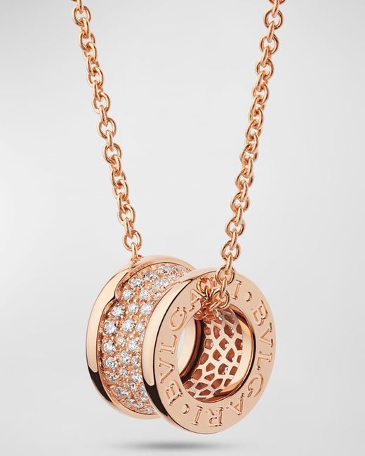 BVLGARI Metallic B.zero1 18k Rose Gold Necklace With Diamonds