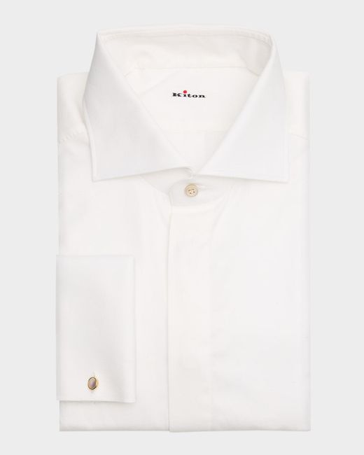 Kiton White Cotton French-Cuff Dress Shirt for men