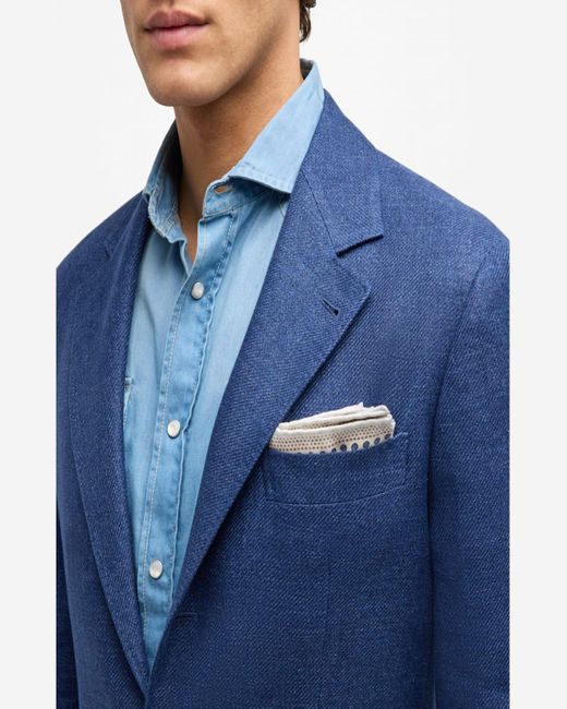 Brunello Cucinelli Blue Linen, Wool And Silk Suit for men