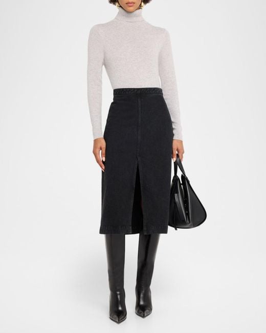 Neiman Marcus White Cashmere Basic Turtleneck Top