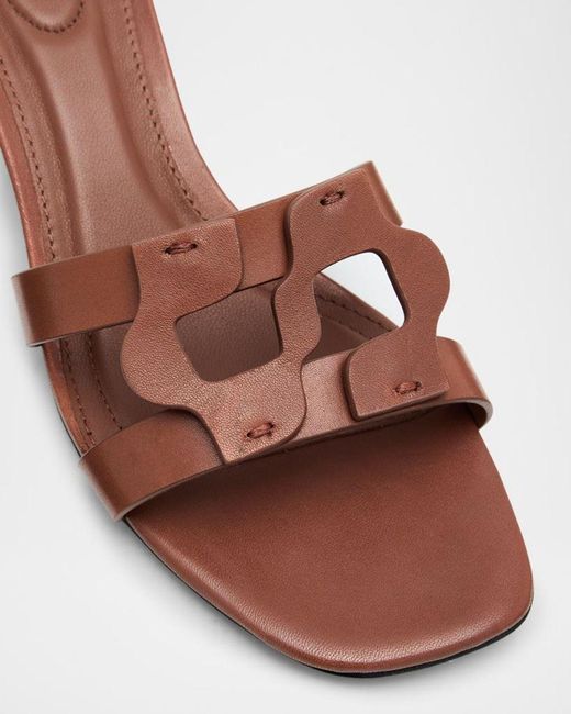 Jonathan Simkhai Brown Leather Monogram Mule Sandals