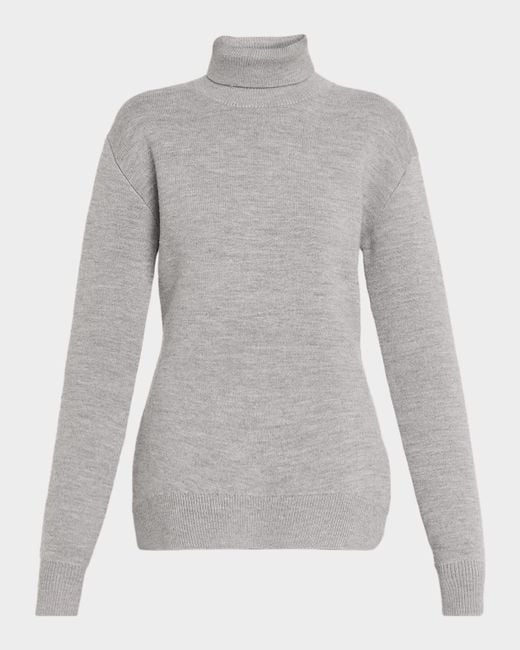Totême  Gray Double-Knitted Turtleneck Sweater