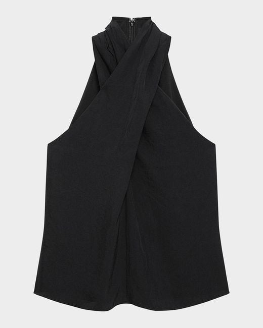 Theory Black Halter Solid Sleeveless Top