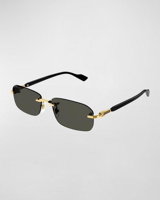 Gucci Rimless Metal Rectangle Sunglasses for Men Lyst