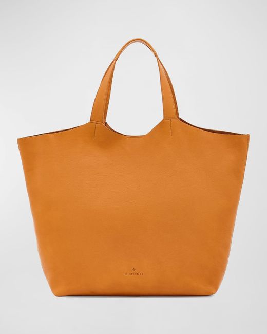 Il Bisonte Orange Le Laudi Leather Tote Bag