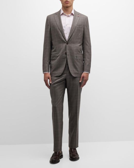 Isaia Gray Plaid Wool Suit for men