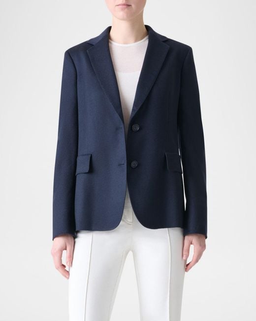 Akris Blue Single-Breasted Cashmere Jacket