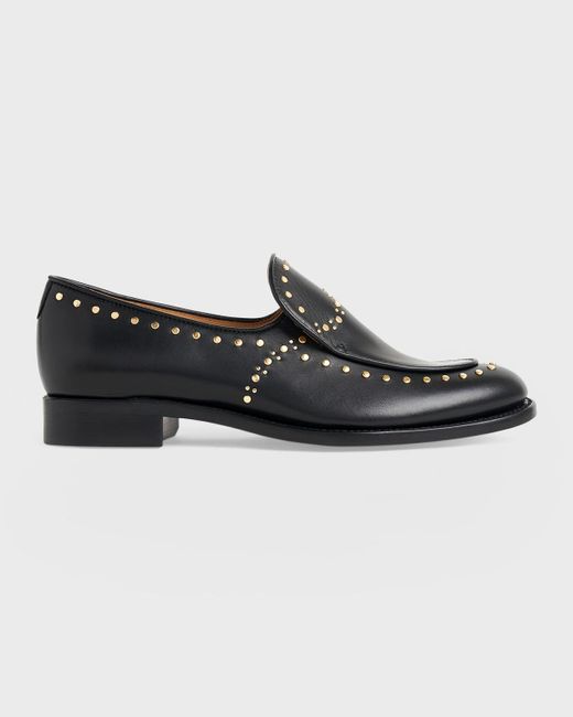 The Office Of Angela Scott Black Miss Cecilia Studded Leather Loafers