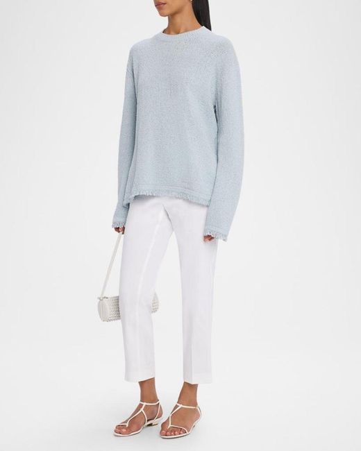 Theory White Treeca Cropped Slim Pull-On Pants