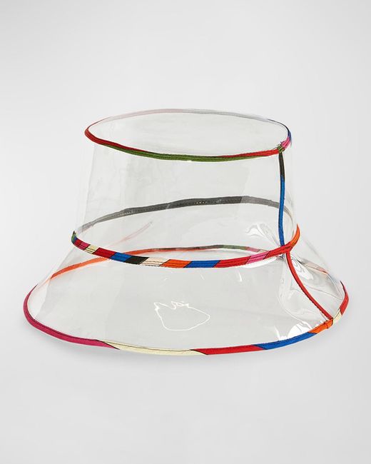 Emilio Pucci Natural Transparent Bucket Hat With Silk Trim