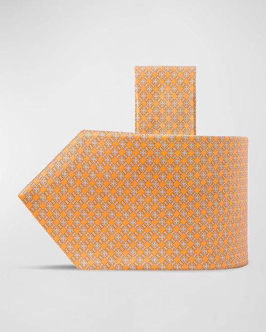 Stefano Ricci Orange Silk Multi-grid Tie for men