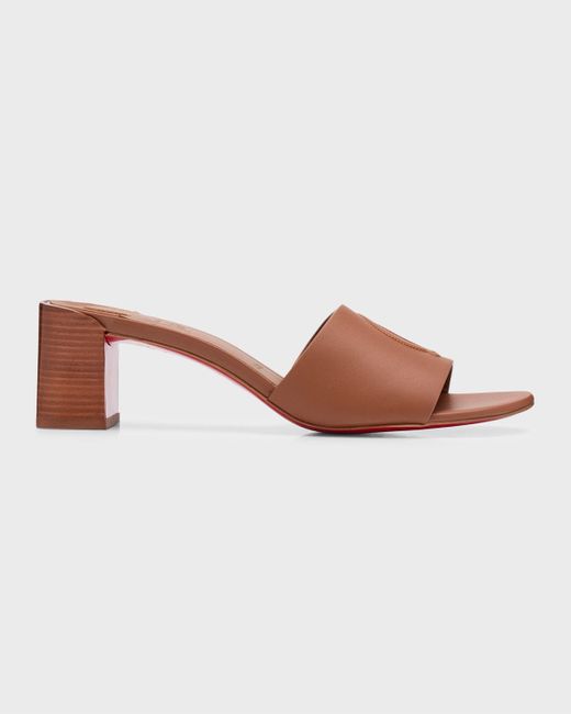 Christian Louboutin Brown Leather Logo Sole Mule Sandals